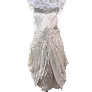 Badgley Mischka Sleeveless Mini Dress‎ Size 12 Champagne Cocktail Event Coquette